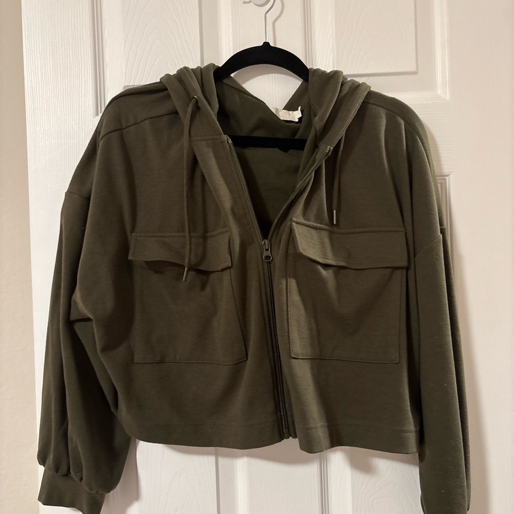Zella Olive Green Zip-Up Hoodie